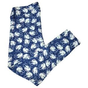 LuLaRoe Disney Leggings TC2 Mickey Mouse Blue Scribble Plus Size Buttery Soft